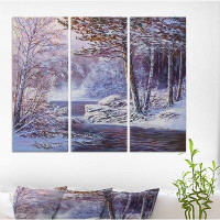 Made in Canada - East Urban Home 'Winter Forest in River' Oil Painting Print Multi-Piece Image on Wrapped Canvas