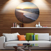Made in Canada - Design Art 'Seashore under Fiery Sunset Sky' Photographic Print on Metal