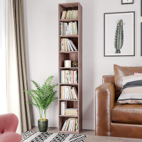 Millwood Pines Gracyn 8-Tier Narrow Bookshelf With Adjustable Shelves