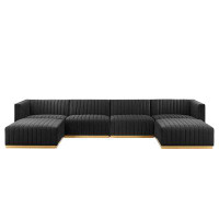 TODAY DECOR Todaydecor Conjure Channel Tufted Performance Velvet 6-Piece Sectional