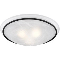 Ivy Bronx Elegant Transitional 3-light Black Ceiling Mount Fixture With White Alabaster Glass Shade