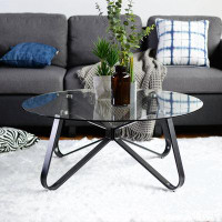 Ivy Bronx Round Coffee Table for Living Room, 31.5" Sofa Side End Table with Tempered Glass Top