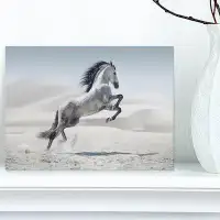 East Urban Home Animal 'Galloping White Horse' Photograph