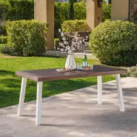 Latitude Run® Outdoor Acacia Wood Dining Table With Metal Legs