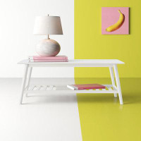 Hashtag Home Brock 47” Wood and Veneers Coffee Table with Decorative Shelf