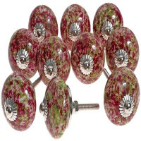 dudki Anantam Ceramic Knobs And Pulls For Dresser Drawers With Multicolor (Pink) 10 Pcs…