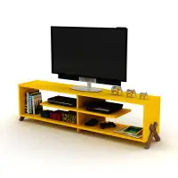 Wrought Studio Furnishome Store Mid Century Modern Tv Stand 4 Shelves Open Storage Wood Legs Entertainment Centre 57 Inc