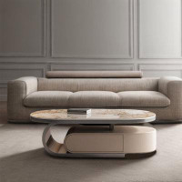 LORENZO Italian light luxury modern simple oval coffee table