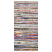 Lofy Girit Beige Striped Wool Handmade Area Rug