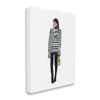 Stupell Industries Stupell Industries Trendy Stripes Fashion Girl Canvas Wall Art By Amelia Noyes