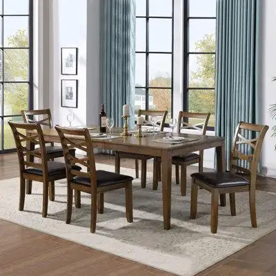 Loon Peak Extendable Solid Wood Dining Table for 6 Persons with Leaf