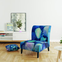 East Urban Home Abstract Blue Flower Petals - Traditional Upholstered Slipper Chair