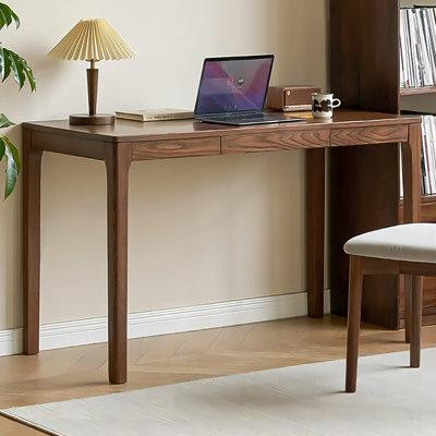 Latitude Run® 55.12" Brown Rectangular Solid Wood Desk,1-drawer in Desks