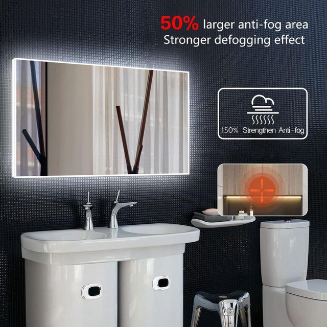 HUGE Discount! Home LED Bathroom Mirror with Lights, Anti Fog Dimmable, Bluetooth Speaker Vertical/Horizontal Mount, in Bathwares - Image 4