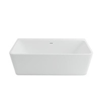 BNK Bathroom & Kitchen Inc 63" x 29" Acrylic Freestanding Flat Bottom Soaking Bathtub in White