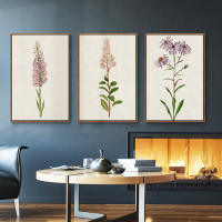 Wexford Home Mauve Garden Flowers IFramed Premium Gallery Wrapped Canvas Set of 3