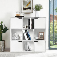 Latitude Run® 9-Cube Wooden Freestanding Bookcase For Home And Office