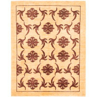 Isabelline One-of-a-Kind Allahna Hand-Knotted 2010s Ziegler Dark Brown/Ivory 5' x 6'6" Wool Area Rug