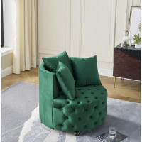 GZMWON Upholstered Swivel Chair With 3 Pillows