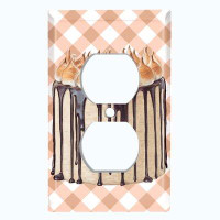 WorldAcc Metal Light Switch Plate Outlet Cover (Layered Chocolate Marshmallow Cake - Single Duplex)