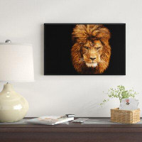 Made in Canada - East Urban Home 'Face of Lion on Black' Framed Photographic Print on Wrapped Canvas