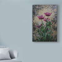 World Menagerie 'Three Pink Flowers' Acrylic Painting Print on Wrapped Canvas