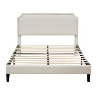 Winston Porter Platform Bed With Upholstered Headboard And Slat Support