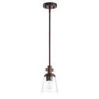 Sunset Lighting Sunset Lighting  Riella 1Lt Mb Mini Pendant With Clear Seeded Glass Provincial Bronze