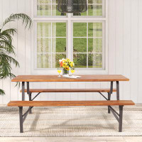 17 Stories Jeannice Rectangular 4 - Person 71" Long Picnic Table
