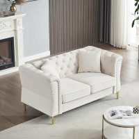 House of Hampton 2 Seater Sofa Tufted Couch with Metal Foot and Nailhead for Living Room