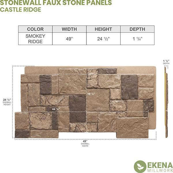 Castle Rock Stacked Stone Stonewall-Faux Stone Siding Panel 49W X 24 1/2H X 1 1/4D in 34 Colors in Other - Image 2