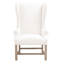 Red Barrel Studio Fabric Upholstered Wingback Arm Chair in White