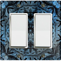 WorldAcc Metal Light Switch Plate Outlet Cover (Blue Mandala Meditation - Double Rocker)