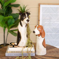 Trinx Kalalaou Set Of 2 Modern Ceramic Dog Planters In Multicolor