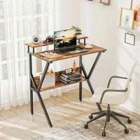 17 Stories Small Computer Desk With Monitor For Kid, 27.5 Inch Studying Writing Table For Home Office, Modern Style Comp