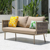 Hokku Designs Reachel 61.81'' Wide Outdoor Loveseat with Cushions