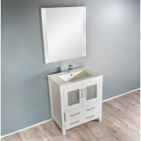 Wrought Studio Ensemble de meuble-lavabo simple 30 po avec miroir Leena