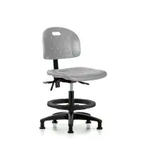 Latitude Run® Newport Industrial Polyurethane Chair - High Bench Height With Seat Tilt, Adjustable Arms, Black Foot Ring