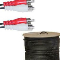 Dual channel bulk cable 500ft 2c,22awg stranded 95% braid, 2 RCA Composite 500ft without ends