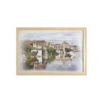 East Urban Home Ambesonne Abstract Wall Art With Frame, Bruges Canal View Classic Gothic Architecture Building Watercolo