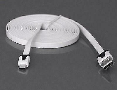 3 Meters Flat Micro USB Data Sync Charge Cable - White - For Sam in Cell Phone Accessories in West Island