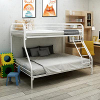 LAFUYSO 56.3"Wide Heavy Duty Twin-Over-Full Metal Bunk Bed, Easy Assembly With Enhanced Upper-Level Guardrail