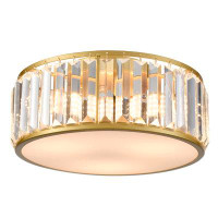 Mercer41 3-Light Gold Crystal Flush Mount Ceiling Light Fixture