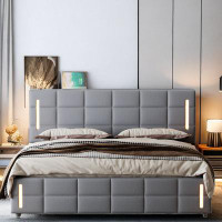 Mercer41 Full Size Upholstered Bed With Hydraulic Storage System And Led Light