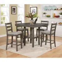 Red Barrel Studio Laetitia Grey Modern Wood Square 5-Piece Counter Height Dining Room Set