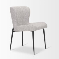 Corrigan Studio Keifer Dining Chair W/ Matte Black Metal Frame And Grey Fabric