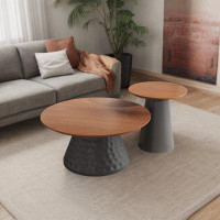 HIGH CHESS Nordic solid wood round coffee table simple living room modern light luxury design retro tea table