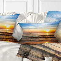 Made in Canada - East Urban Home Beach Fascinating Sunset over Clam Lumbar Pillow