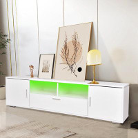 Wrought Studio Modern TV Stand With LED Lights Entertainment Center TV Cabinet With Storage For Up To 75 Inch For Gaming