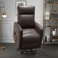 POWER LIFT RECLINER CHAIR WITH REMOTE CONTROL SIDE POCKET FOR LIVING ROOM HOME OFFICE STUDY BROWN